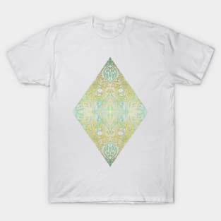 Mint & Gold Effect Diamond Doodle Pattern T-Shirt